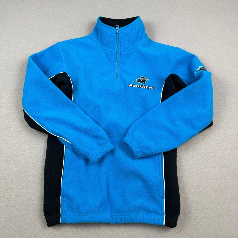 Vintage Carolina Panthers Jacket Men Small Blue Solid 1/4 Zip NFL Fleece S 90s